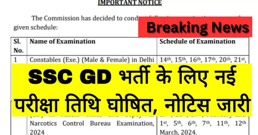 SSC GD New Exam Date : एसएससी जीडी के लिए नई परीक्षा तिथि घोषित, 15 दिन आयोजित होगी परीक्षा