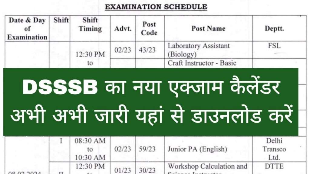 DSSSB Exam Calendar: डीएसएसएसबी परीक्षा का कैलेंडर जारी, नए परीक्षा कैलेंडर को यहां से डाउनलोड करें