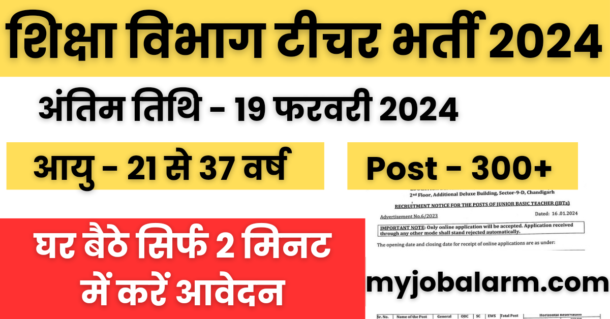 Shiksha Vibhag Teacher Recruitment 2024 : शिक्षा विभाग में प्राइमरी टीचर भर्ती का नोटिफिकेशन जारी