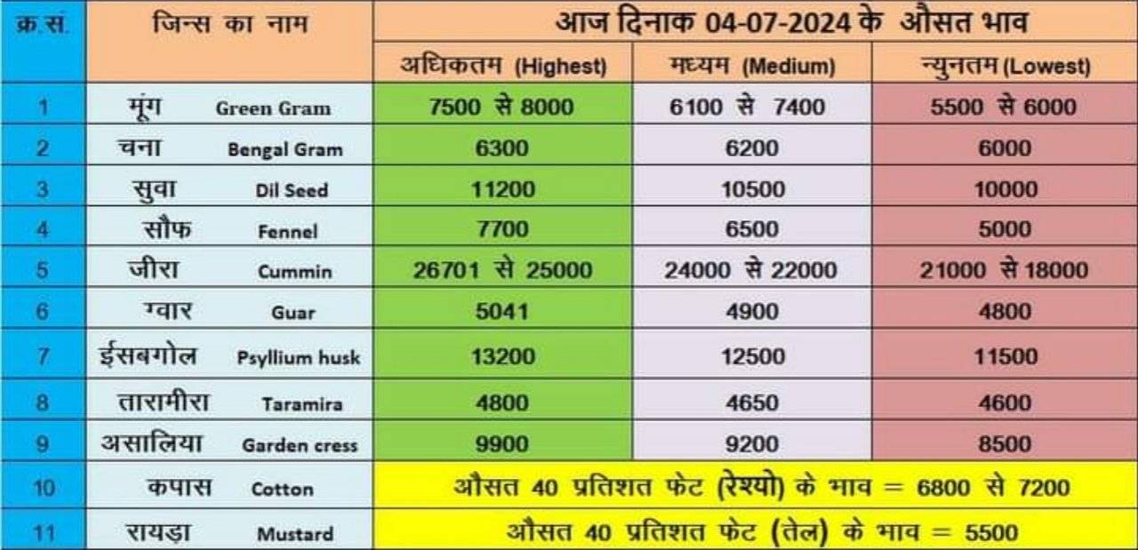 आज का ताजा मेड़ता मंडी भाव जानकारी