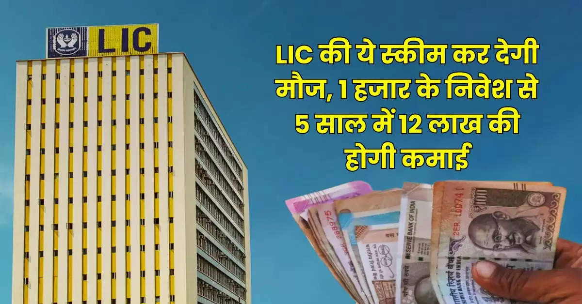 LIC की ये स्कीम कर देगी मौज, 1 हजार के निवेश से 5 साल में 12 लाख की होगी कमाई